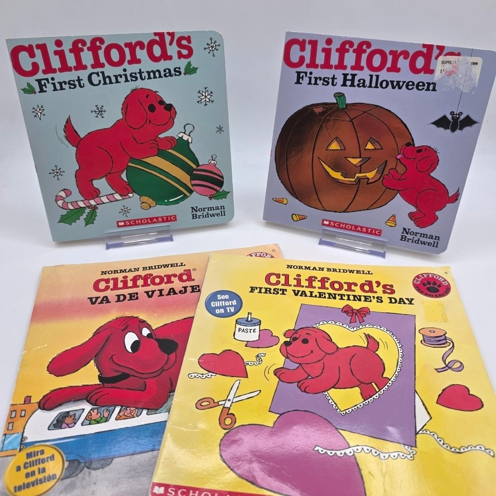Clifford the Big Red Dog Book Lot of 4 Christmas Halloween Valentines Spanish